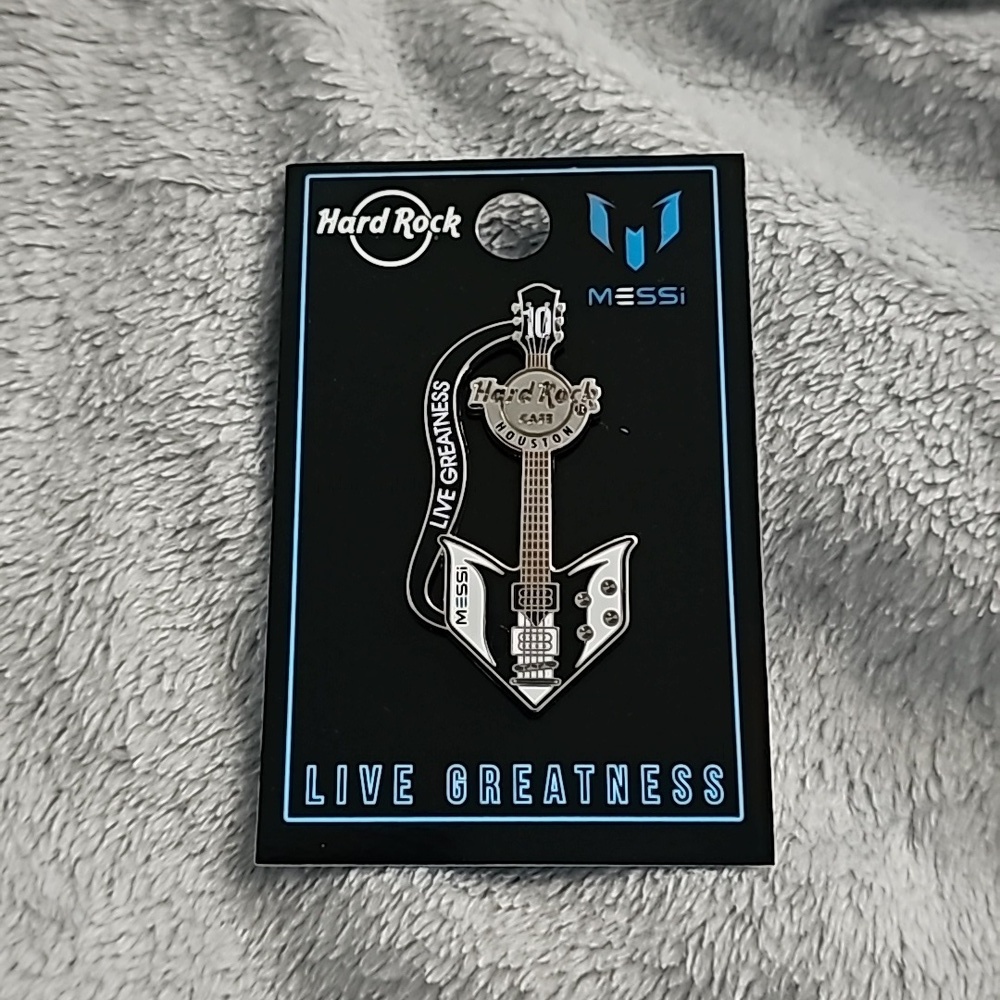 NWT - Hard Rock Cafe - Messi Guitar Pin - Houston- The Messi Collection